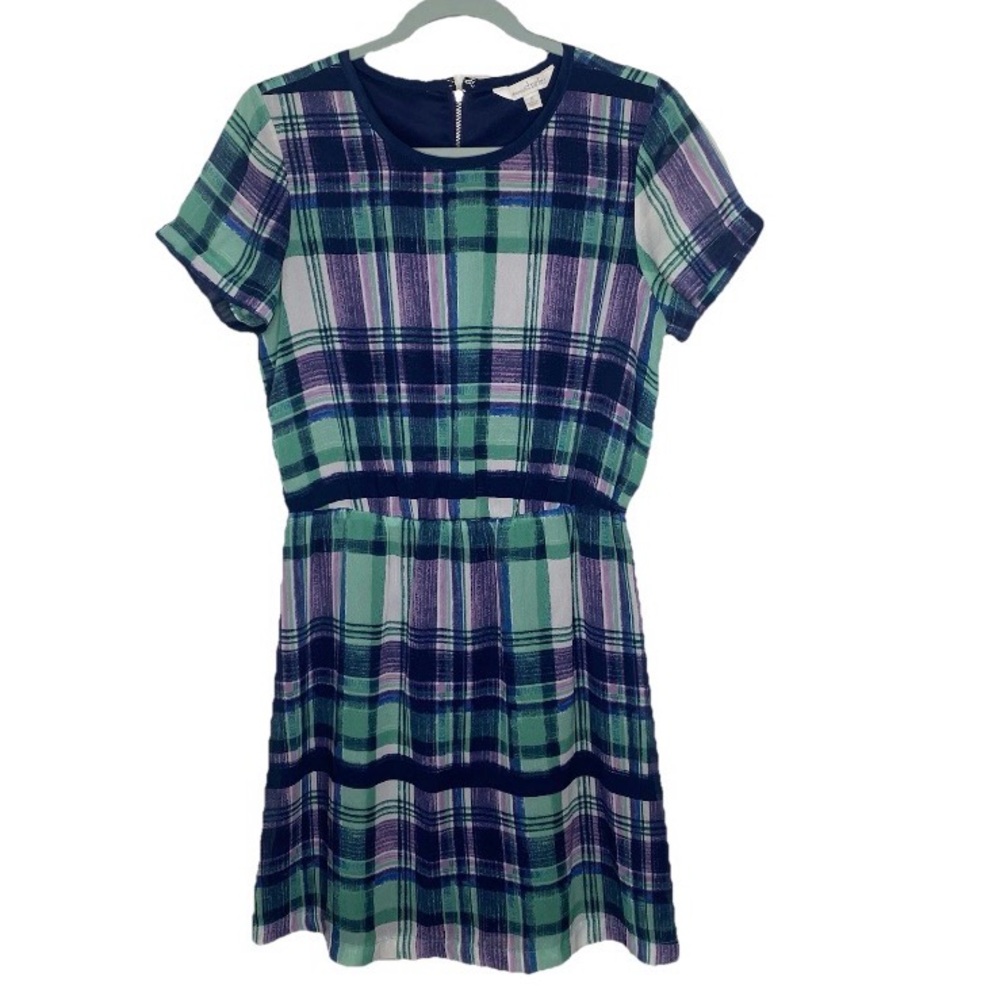 Charming Charlie Chiffon Plaid Mini Dress S